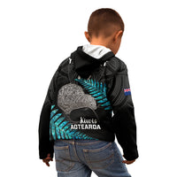 Custom New Zealand Silver Fern Rugby Kid Hoodie Pacific 2023 Kia Haka Kiwis With Maori Ta Moko - Wonder Print Shop