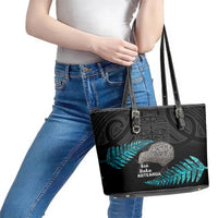 New Zealand Silver Fern Rugby Leather Tote Bag Pacific 2023 Kia Haka Kiwis With Maori Ta Moko - Wonder Print Shop