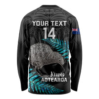 Custom New Zealand Silver Fern Rugby Long Sleeve Shirt Pacific 2023 Kia Haka Kiwis With Maori Ta Moko - Wonder Print Shop
