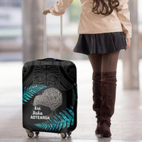 New Zealand Silver Fern Rugby Luggage Cover Pacific 2023 Kia Haka Kiwis With Maori Ta Moko - Wonder Print Shop