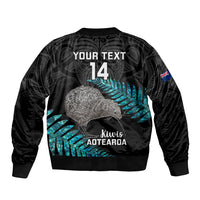 Custom New Zealand Silver Fern Rugby Sleeve Zip Bomber Jacket Pacific 2023 Kia Haka Kiwis With Maori Ta Moko - Wonder Print Shop