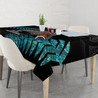 New Zealand Silver Fern Rugby Tablecloth Pacific 2023 Kia Haka Kiwis With Maori Ta Moko - Wonder Print Shop