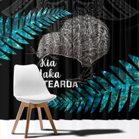 New Zealand Silver Fern Rugby Window Curtain Pacific 2023 Kia Haka Kiwis With Maori Ta Moko - Wonder Print Shop
