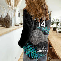 Custom New Zealand Silver Fern Rugby Women Casual Shirt Pacific 2023 Kia Haka Kiwis With Maori Ta Moko - Wonder Print Shop