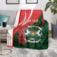Personalised Burkina Faso Republic Day Blanket Happy 66th Anniversary - Bogolan Pattern