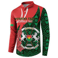 Personalised Burkina Faso Republic Day Button Sweatshirt Happy 66th Anniversary - Bogolan Pattern - Wonder Print Shop