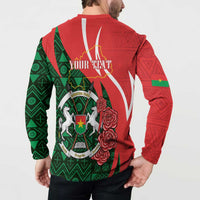 Personalised Burkina Faso Republic Day Button Sweatshirt Happy 66th Anniversary - Bogolan Pattern - Wonder Print Shop