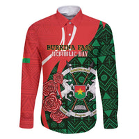 Personalised Burkina Faso Republic Day Family Matching Long Sleeve Bodycon Dress and Hawaiian Shirt Happy 66th Anniversary - Bogolan Pattern - Wonder Print Shop