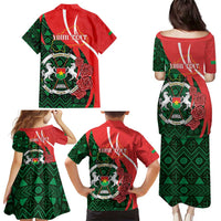 Personalised Burkina Faso Republic Day Family Matching Puletasi and Hawaiian Shirt Happy 66th Anniversary - Bogolan Pattern - Wonder Print Shop