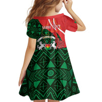 Personalised Burkina Faso Republic Day Kid Short Sleeve Dress Happy 66th Anniversary - Bogolan Pattern - Wonder Print Shop