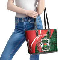 Personalised Burkina Faso Republic Day Leather Tote Bag Happy 66th Anniversary - Bogolan Pattern - Wonder Print Shop
