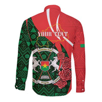 Personalised Burkina Faso Republic Day Long Sleeve Button Shirt Happy 66th Anniversary - Bogolan Pattern - Wonder Print Shop
