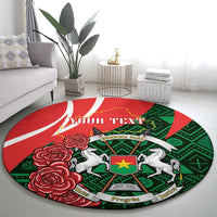 Personalised Burkina Faso Republic Day Round Carpet Happy 66th Anniversary - Bogolan Pattern