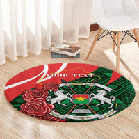 Personalised Burkina Faso Republic Day Round Carpet Happy 66th Anniversary - Bogolan Pattern