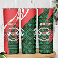 Personalised Burkina Faso Republic Day Skinny Tumbler Happy 66th Anniversary - Bogolan Pattern - Wonder Print Shop
