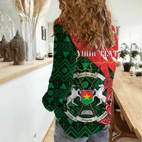 Personalised Burkina Faso Republic Day Women Casual Shirt Happy 66th Anniversary - Bogolan Pattern - Wonder Print Shop