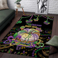 Happy And Delicious Mardi Gras Area Rug King Cake And Luxury Beadeds - Wonder Print Shop