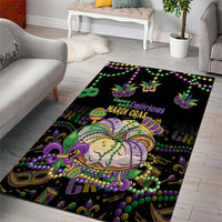 Happy And Delicious Mardi Gras Area Rug King Cake And Luxury Beadeds - Wonder Print Shop