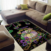 Happy And Delicious Mardi Gras Area Rug King Cake And Luxury Beadeds - Wonder Print Shop