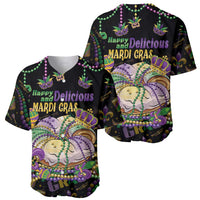 Happy And Delicious Mardi Gras Baseball Jersey King Cake And Luxury Beadeds - Wonder Print Shop