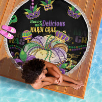 Happy And Delicious Mardi Gras Beach Blanket King Cake And Luxury Beadeds - Wonder Print Shop