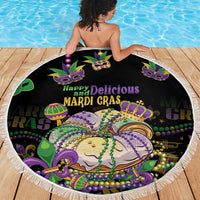 Happy And Delicious Mardi Gras Beach Blanket King Cake And Luxury Beadeds - Wonder Print Shop