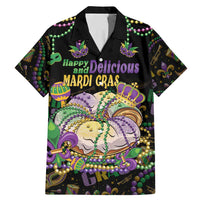 Happy And Delicious Mardi Gras Family Matching Mermaid Dress and Hawaiian Shirt King Cake And Luxury Beadeds - Wonder Print Shop