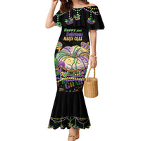 Happy And Delicious Mardi Gras Family Matching Mermaid Dress and Hawaiian Shirt King Cake And Luxury Beadeds - Wonder Print Shop