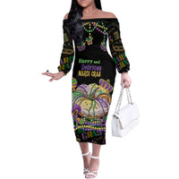 Happy And Delicious Mardi Gras Family Matching Off The Shoulder Long Sleeve Dress and Hawaiian Shirt King Cake And Luxury Beadeds - Wonder Print Shop