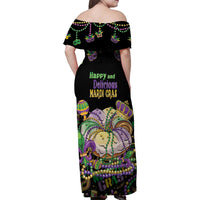 Happy And Delicious Mardi Gras Family Matching Off Shoulder Maxi Dress and Hawaiian Shirt King Cake And Luxury Beadeds - Wonder Print Shop