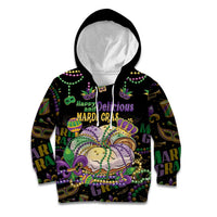 Happy And Delicious Mardi Gras Kid Hoodie King Cake And Luxury Beadeds - Wonder Print Shop
