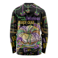 Happy And Delicious Mardi Gras Long Sleeve Shirt King Cake And Luxury Beadeds - Wonder Print Shop