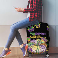 Happy And Delicious Mardi Gras Luggage Cover King Cake And Luxury Beadeds - Wonder Print Shop