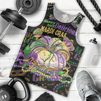 Happy And Delicious Mardi Gras Men Tank Top King Cake And Luxury Beadeds - Wonder Print Shop