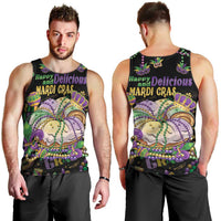 Happy And Delicious Mardi Gras Men Tank Top King Cake And Luxury Beadeds - Wonder Print Shop