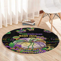Happy And Delicious Mardi Gras Round Carpet King Cake And Luxury Beadeds
