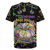 Happy And Delicious Mardi Gras Rugby Jersey King Cake And Luxury Beadeds - Wonder Print Shop
