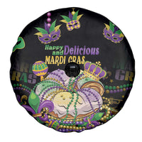 Happy And Delicious Mardi Gras Spare Tire Cover King Cake And Luxury Beadeds - Wonder Print Shop