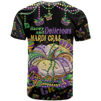 Happy And Delicious Mardi Gras T Shirt King Cake And Luxury Beadeds - Wonder Print Shop
