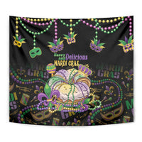Happy And Delicious Mardi Gras Tapestry King Cake And Luxury Beadeds - Wonder Print Shop