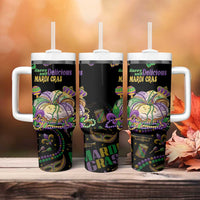 Happy And Delicious Mardi Gras Tumbler With Handle King Cake And Luxury Beadeds - Wonder Print Shop
