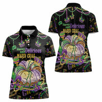 Happy And Delicious Mardi Gras Women Polo Shirt King Cake And Luxury Beadeds - Wonder Print Shop