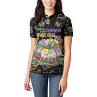 Happy And Delicious Mardi Gras Women Polo Shirt King Cake And Luxury Beadeds - Wonder Print Shop