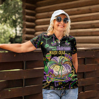 Happy And Delicious Mardi Gras Women Polo Shirt King Cake And Luxury Beadeds - Wonder Print Shop