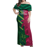 Custom West Indies And Pakistan Cricket Off Shoulder Maxi Dress 2025 Windies Shaheens Together - Wonder Print Shop