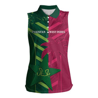 Custom West Indies And Pakistan Cricket Women Sleeveless Polo Shirt 2025 Windies Shaheens Together - Wonder Print Shop