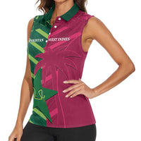 Custom West Indies And Pakistan Cricket Women Sleeveless Polo Shirt 2025 Windies Shaheens Together - Wonder Print Shop