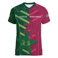 Custom West Indies And Pakistan Cricket Women V-Neck T-Shirt 2025 Windies Shaheens Together - Wonder Print Shop