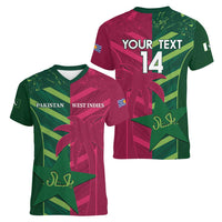 Custom West Indies And Pakistan Cricket Women V-Neck T-Shirt 2025 Windies Shaheens Together - Wonder Print Shop