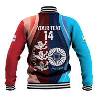 Custom India And England Cricket Baseball Jacket 2025 Men In Blue Three Lions Together - Wonder Print Shop